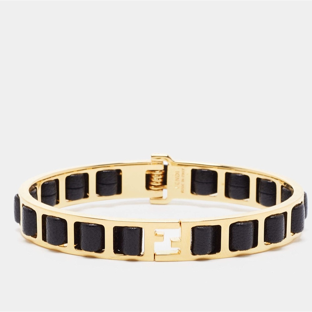 Fendi Leather Gold Tone Bracelet M